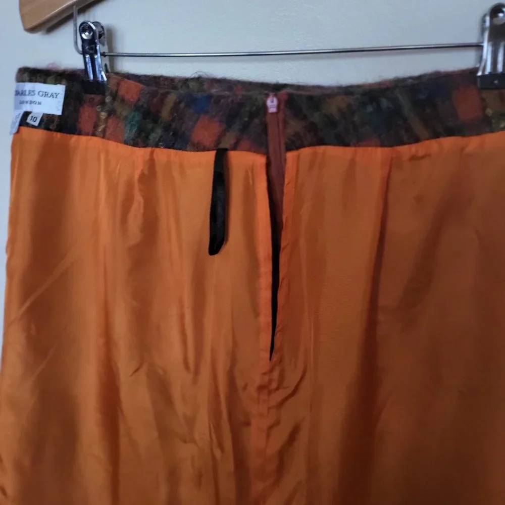 CHARLES  GRAY  LONDON VINTAGE MOHAIR PLAID SKIRT - Picture 3 of 5